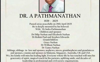 In loving memory of Dr A. Pathmanathan