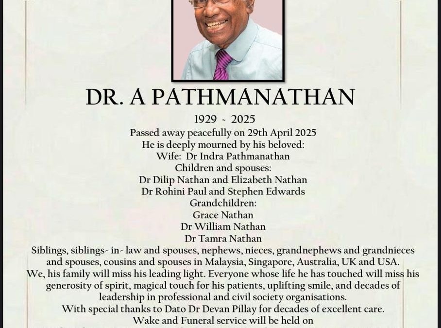 In loving memory of Dr A. Pathmanathan